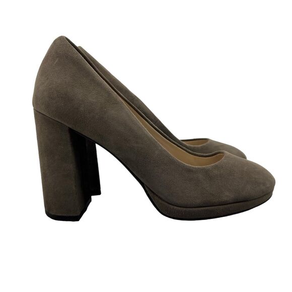 Cole Haan Womens 7 Pump Renner Grand Shiitake Suede Block Heel Slip On W09814 - Picture 1 of 11